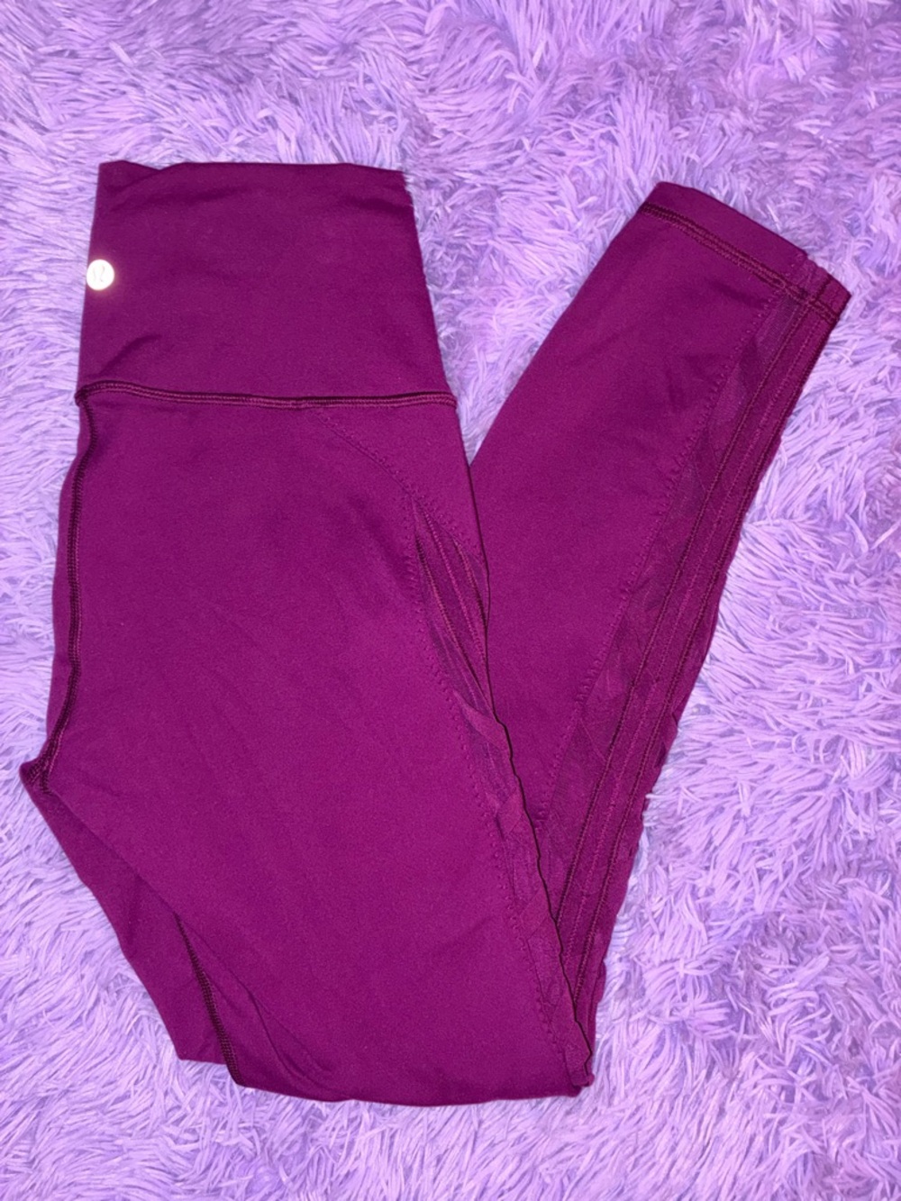 Lululemon High Times Pant leggings purple, lattice mesh side detailing 6